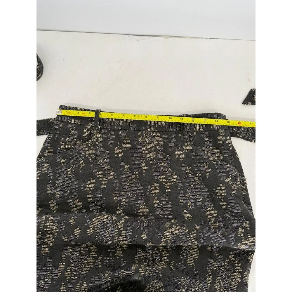 Banana‎ Republic Womens Charcoal Silver Jacquard Tie Waist Pencil Skirt Sz 4